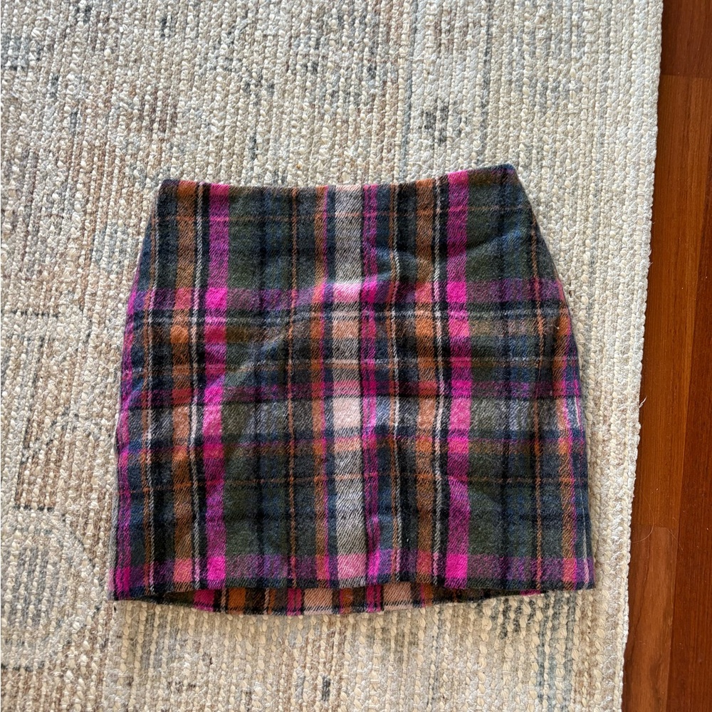 SAMSOE Plaid Mini Skirt - Pink, Black, and Brown
